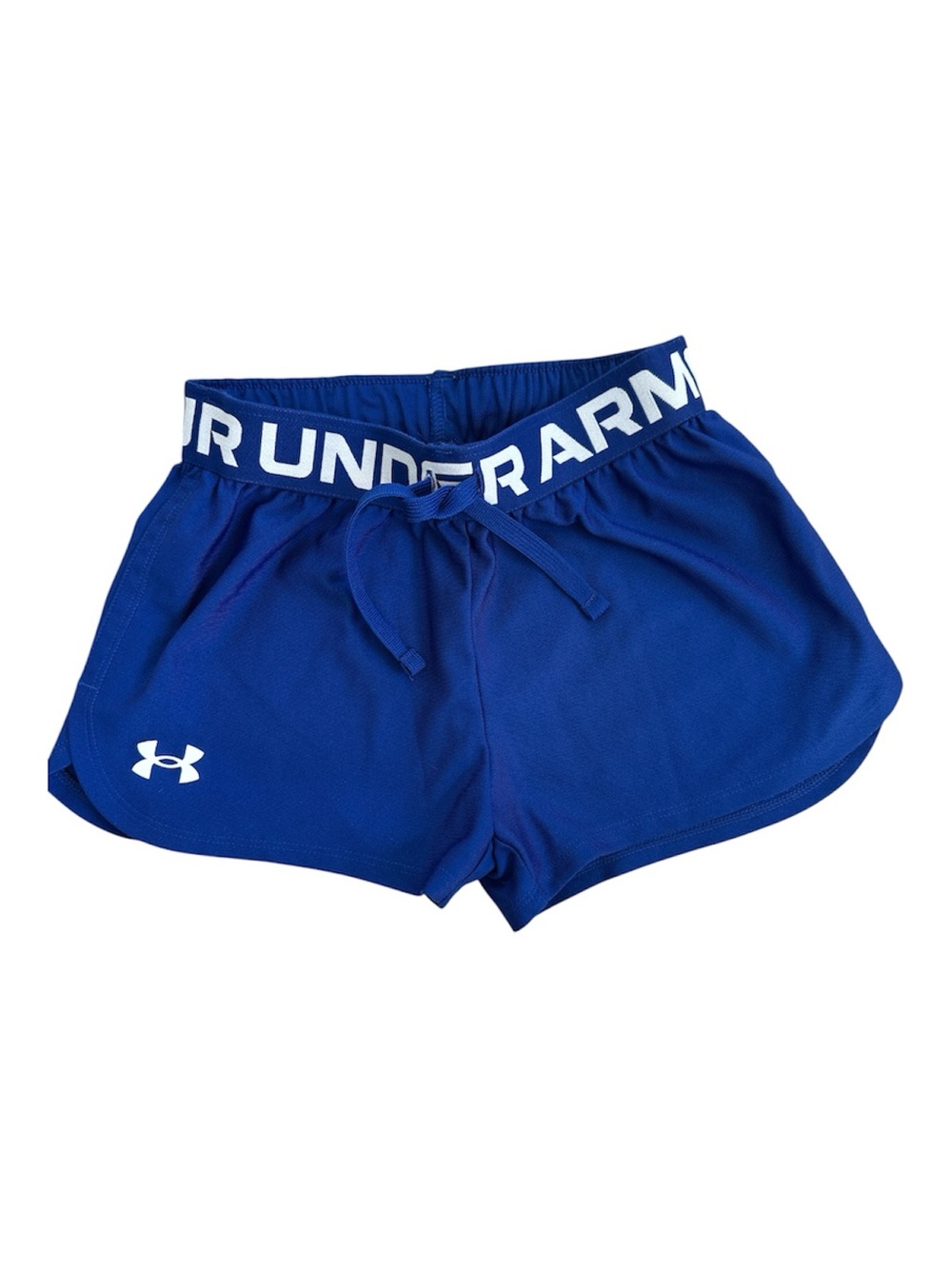 Under Armour Royal Blue Girls' Athletic Shorts with White Logo Waistband